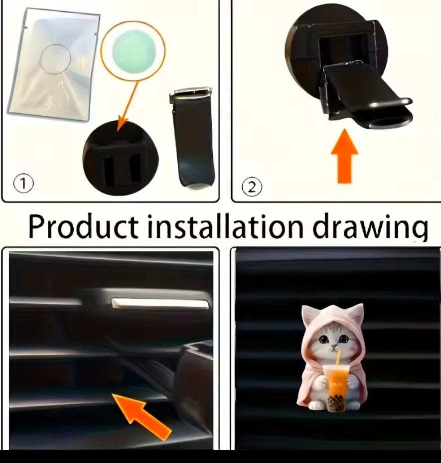 Cute Cat Acrylic Car Aromatherapy Vent Clip