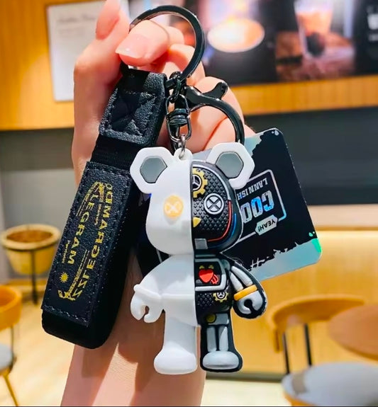 Fashion Cartoon Funny Half Skull Body Bear Keychain