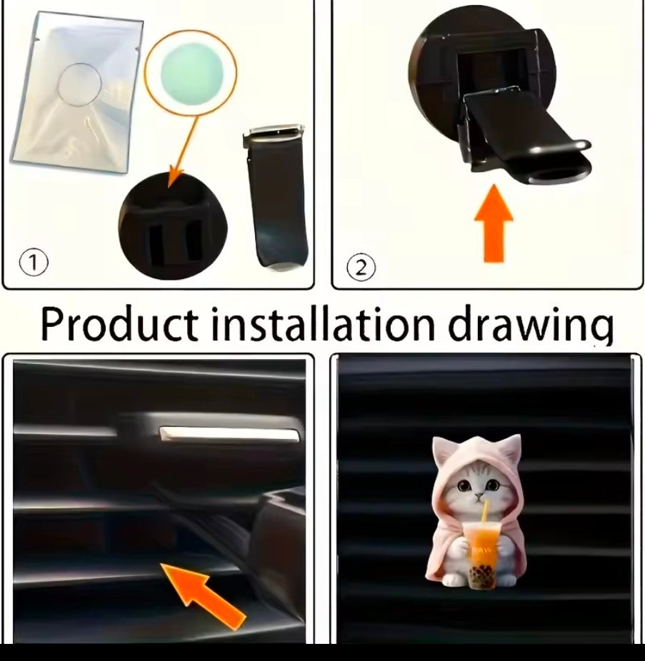 Cute Cat Acrylic Car Aromatherapy Vent Clip