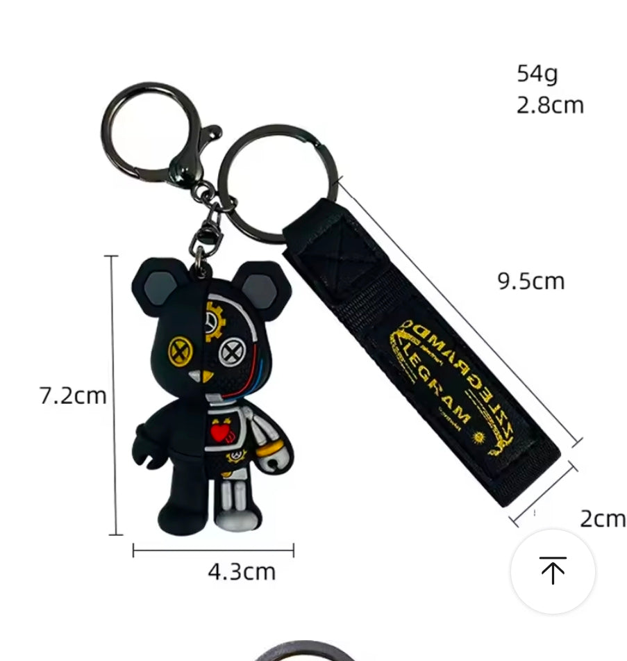 Fashion Cartoon Funny Half Skull Body Bear Keychain