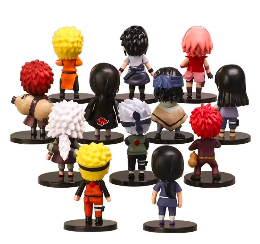 Hot 12pcs/set Anime Naruto Shippuden Hinata Sasuke Itachi Kakashi Gaara Anime FigureQ Version PVC figures