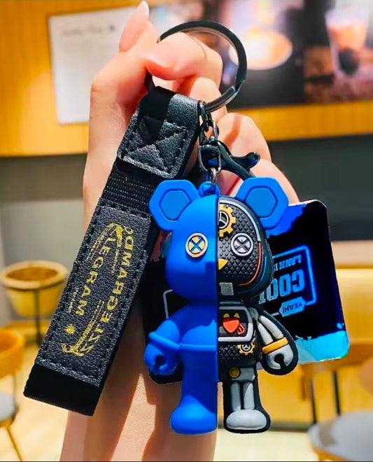 Fashion Cartoon Funny Half Skull Body Bear Keychain