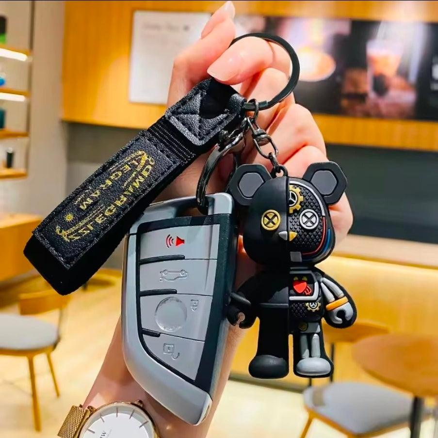 Fashion Cartoon Funny Half Skull Body Bear Keychain