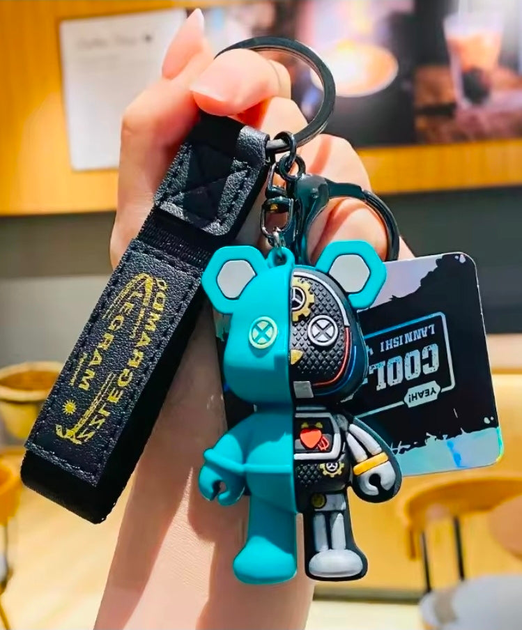 Fashion Cartoon Funny Half Skull Body Bear Keychain